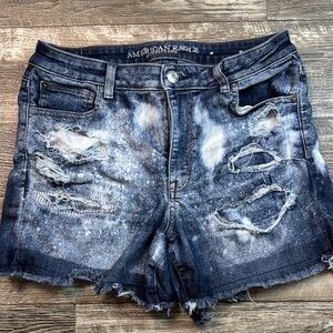 American Eagle Outfitters Next Level Stretch Blue Jean Shorts Distressed 14